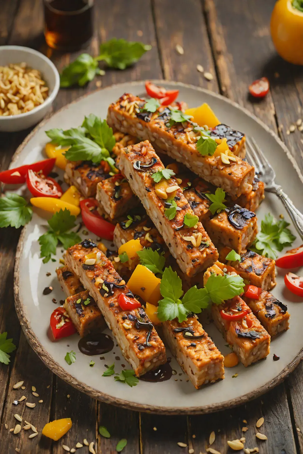 Roasted Tempeh with Bell Pepper