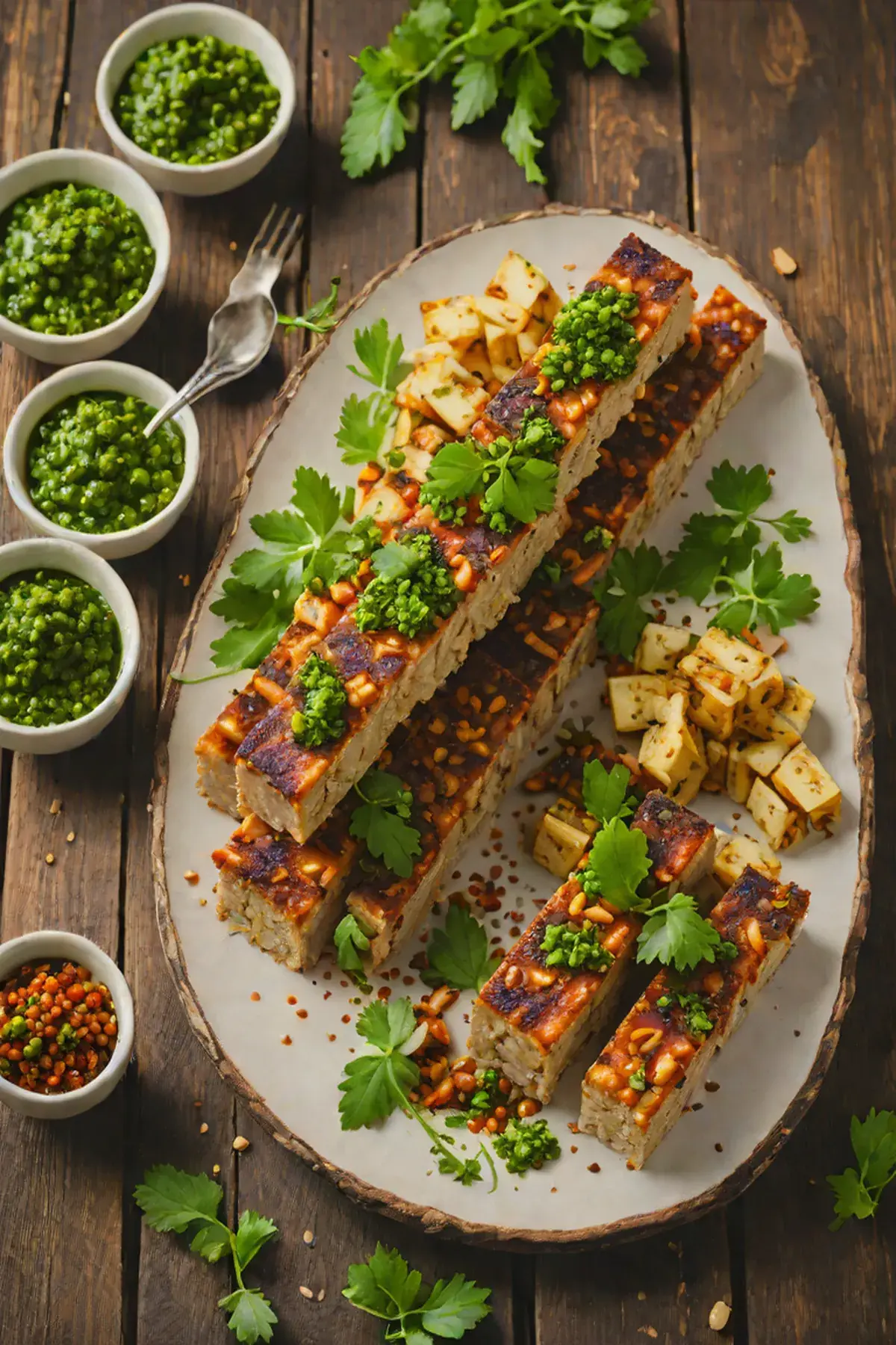 Roasted Tempeh with Cassava and Chimichurri