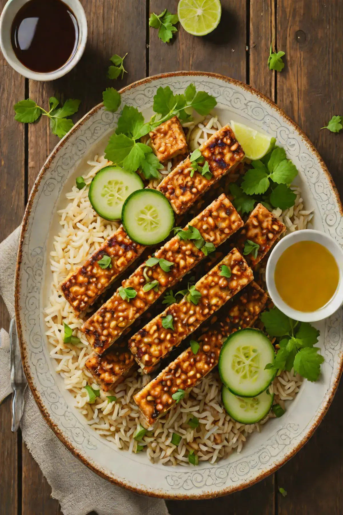 Roasted Tempeh with Cucumber