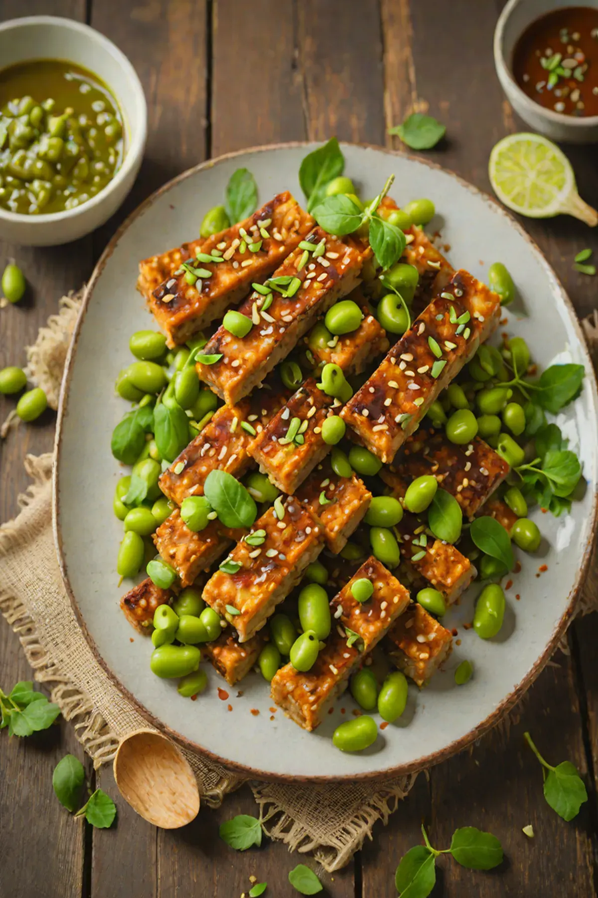 Roasted Tempeh with Edamame