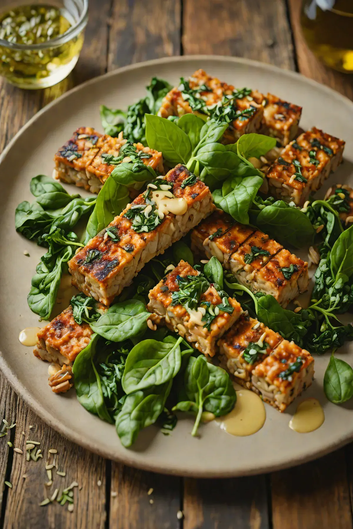 Roasted Tempeh with Spinach