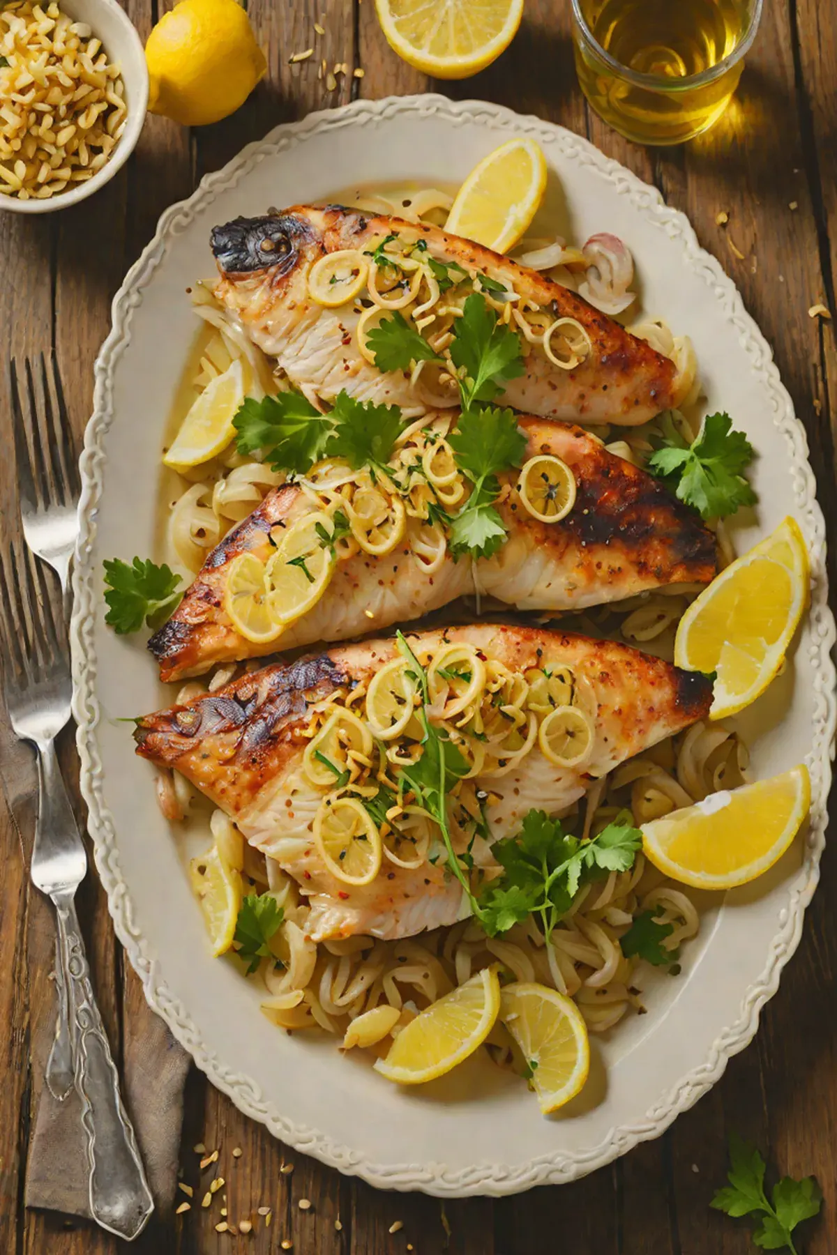 Roasted Tilapia with Caramelized Onion and Lemon