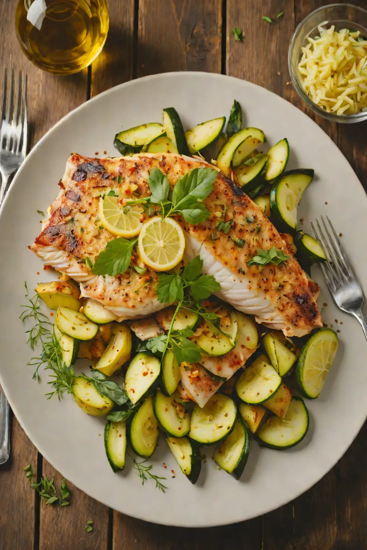 Roasted Tilapia with Courgette