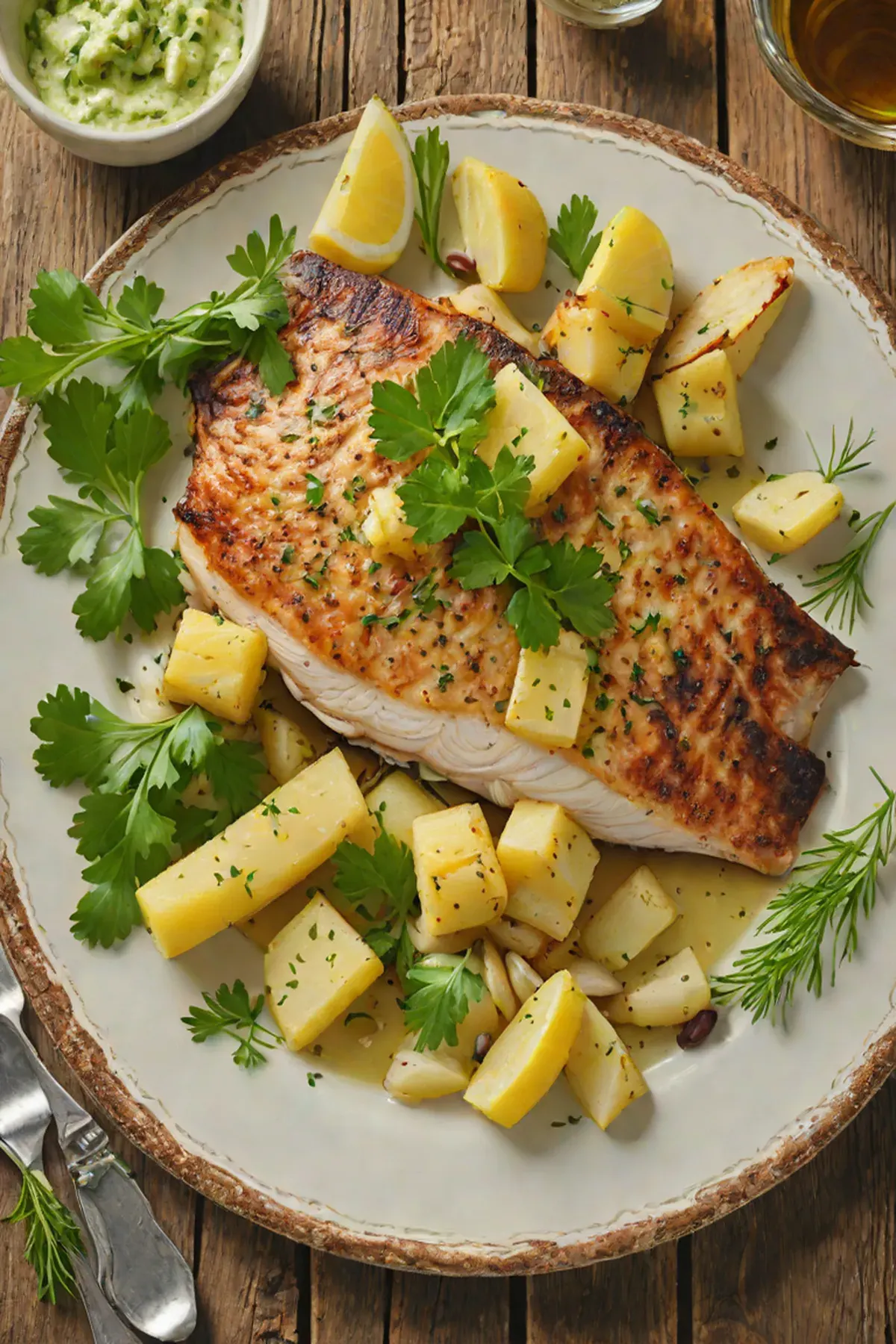 Roasted Tilapia with Parsnip and Herb Butter