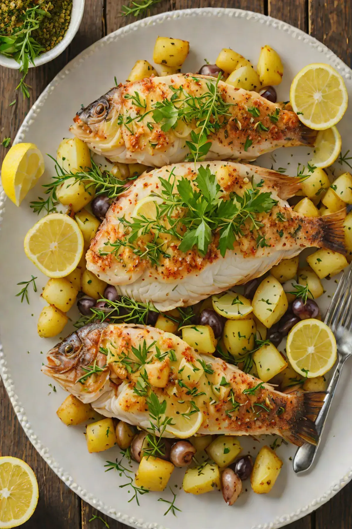 Roasted Tilapia with Potato and Lemon Herb Crust