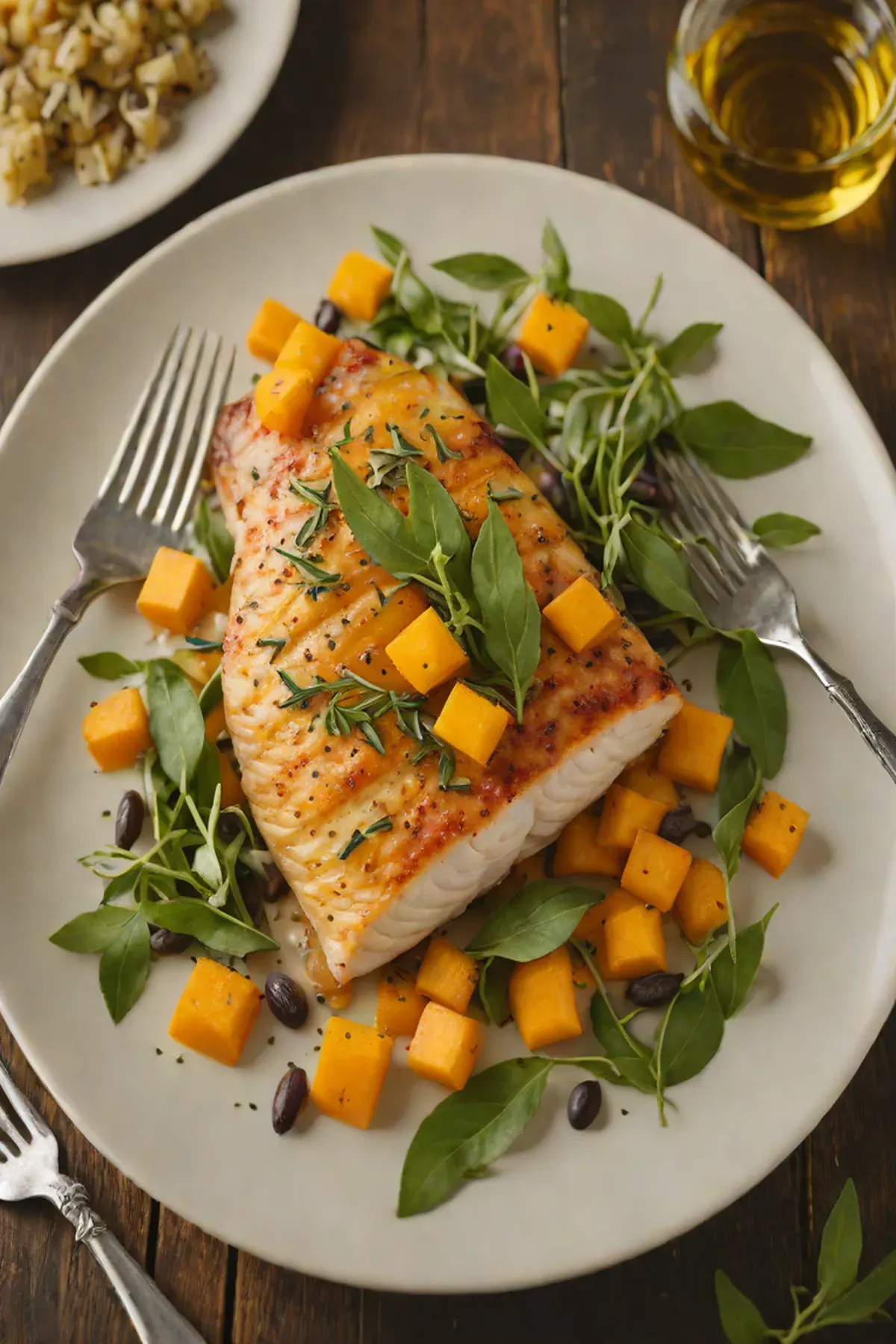 Roasted Tilapia with Pumpkin and Sage