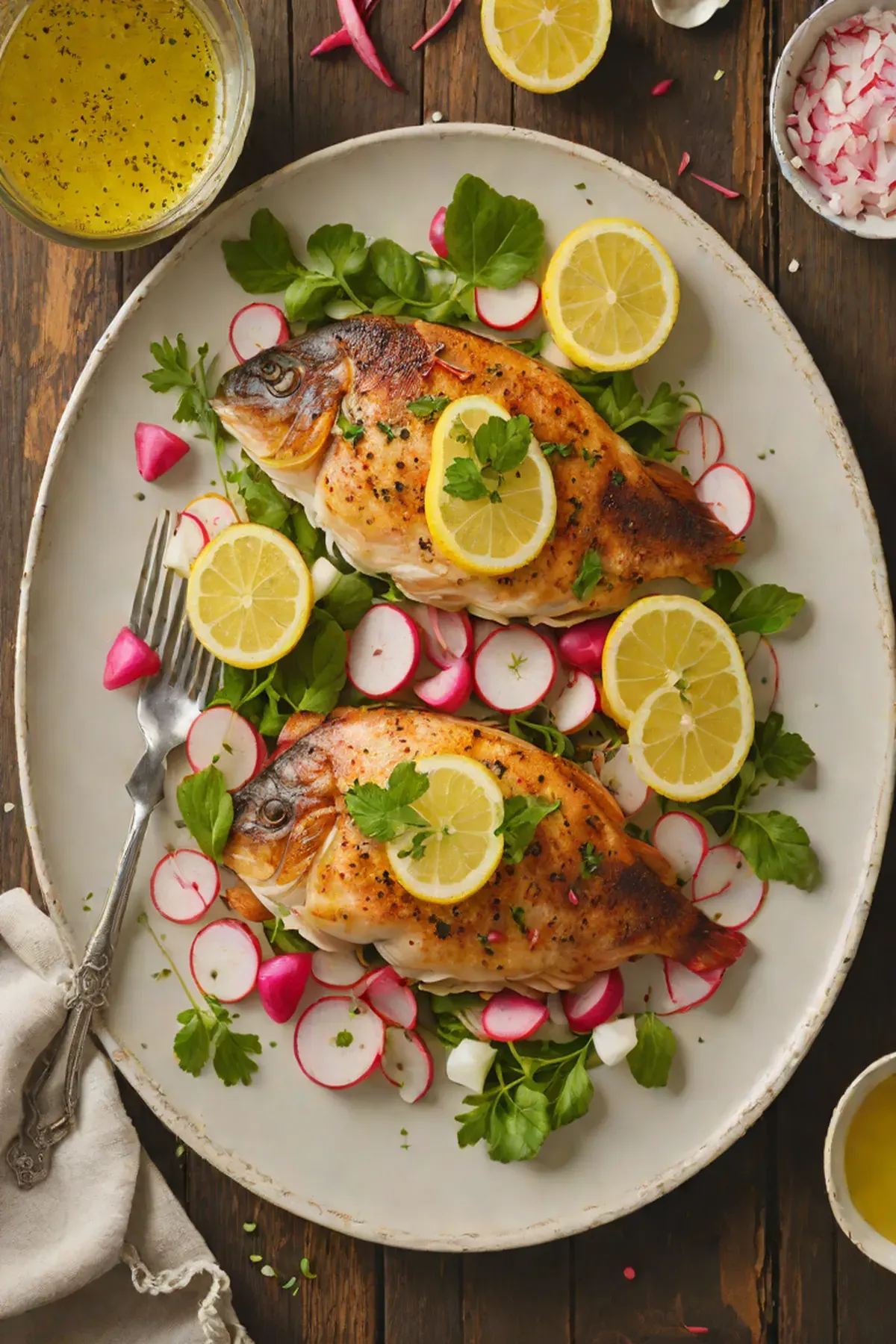 Roasted Tilapia with Radish and Lemon Butter