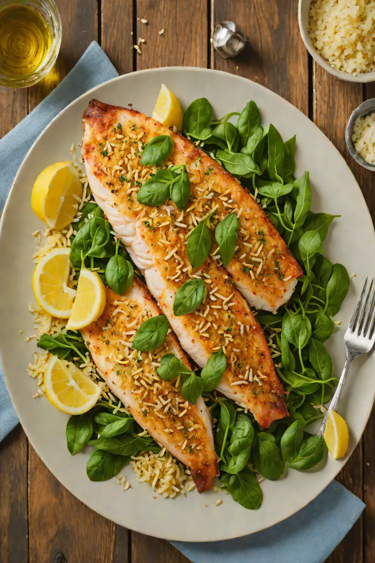Roasted Tilapia with Spinach