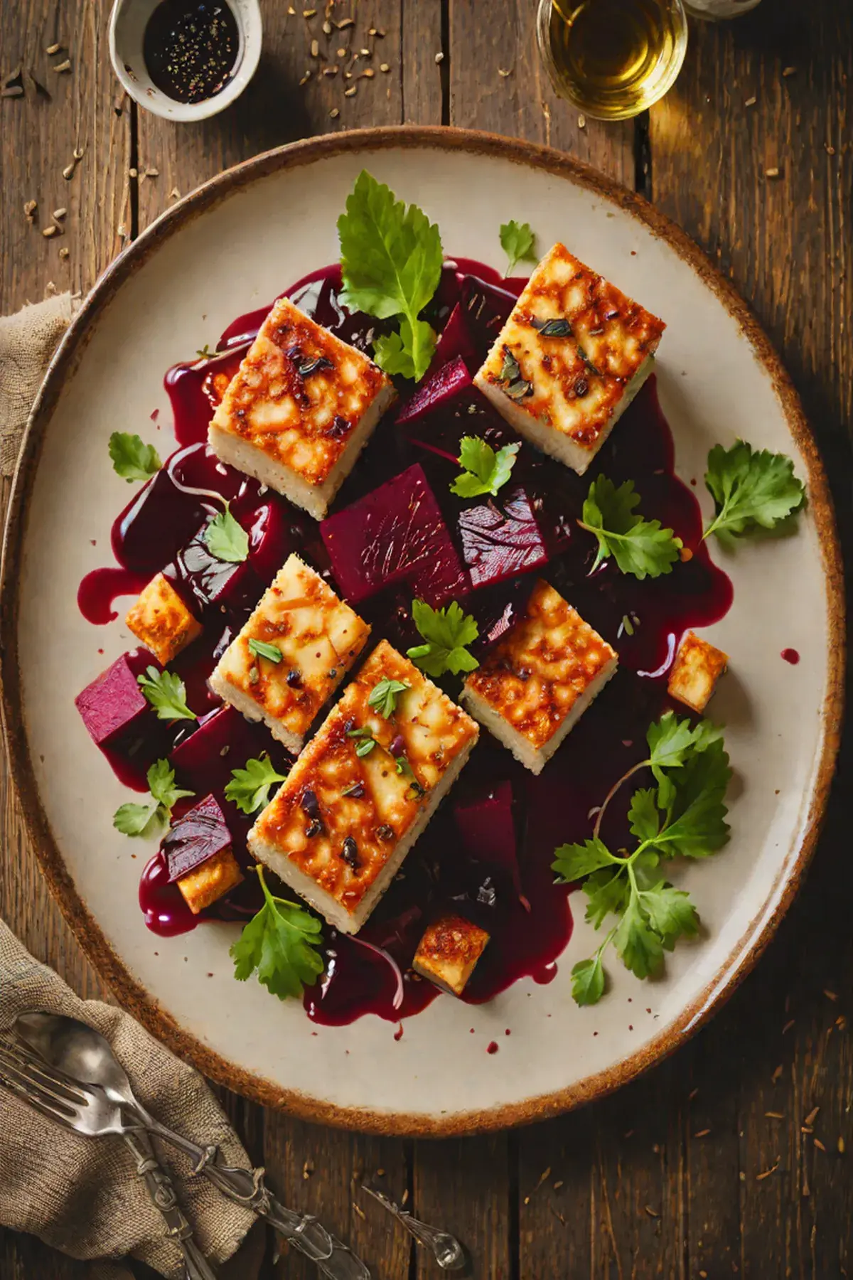 Roasted Tofu with Beetroot