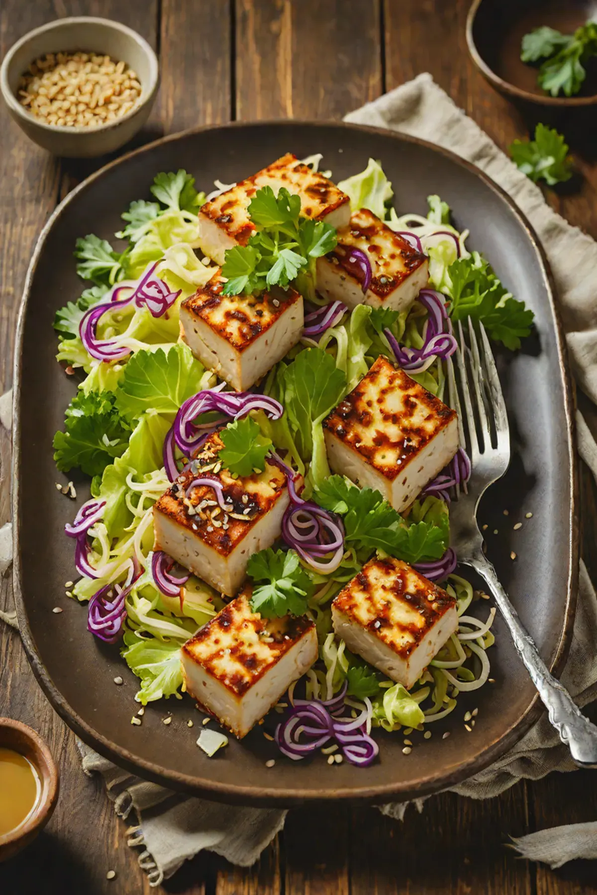 Roasted Tofu with Cabbage