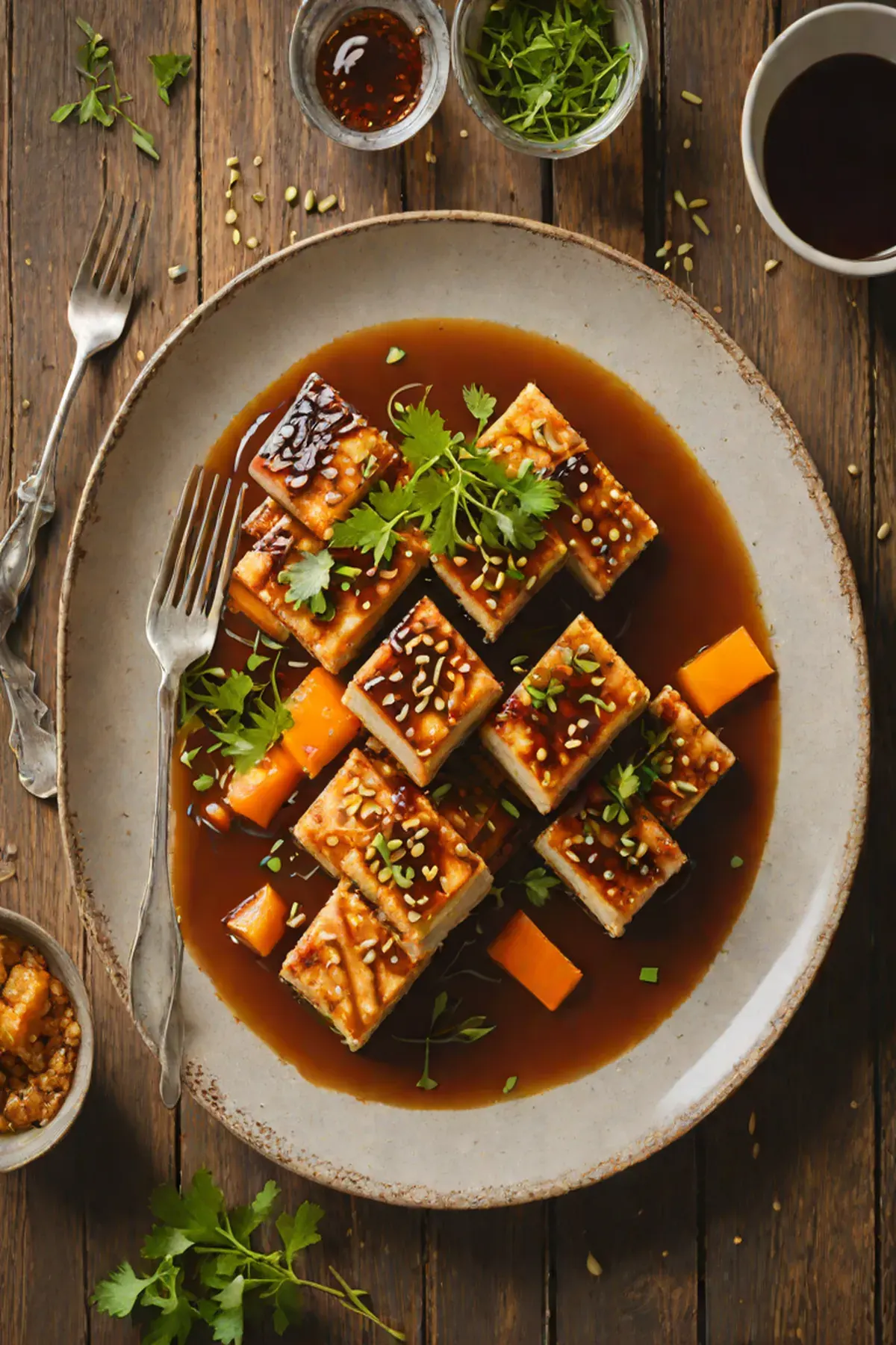 Roasted Tofu with Carrot and Ginger Glaze