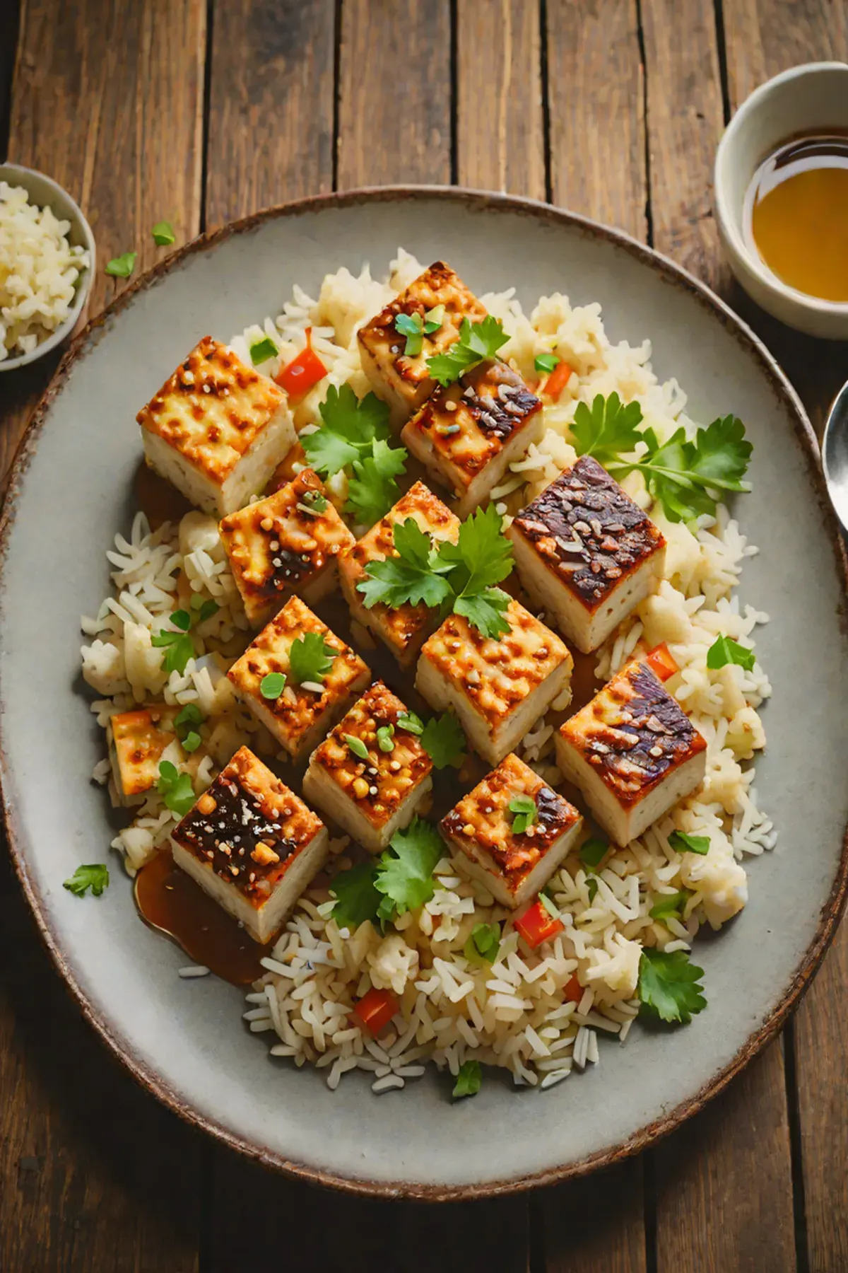 Roasted Tofu with Cauliflower