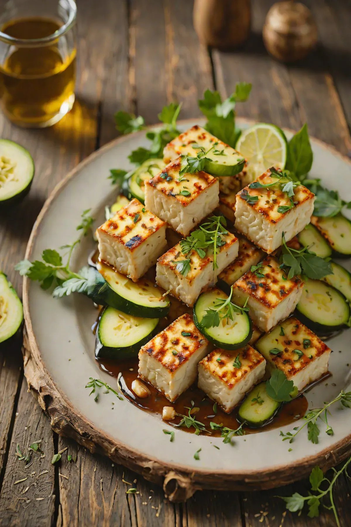 Roasted Tofu with Courgette