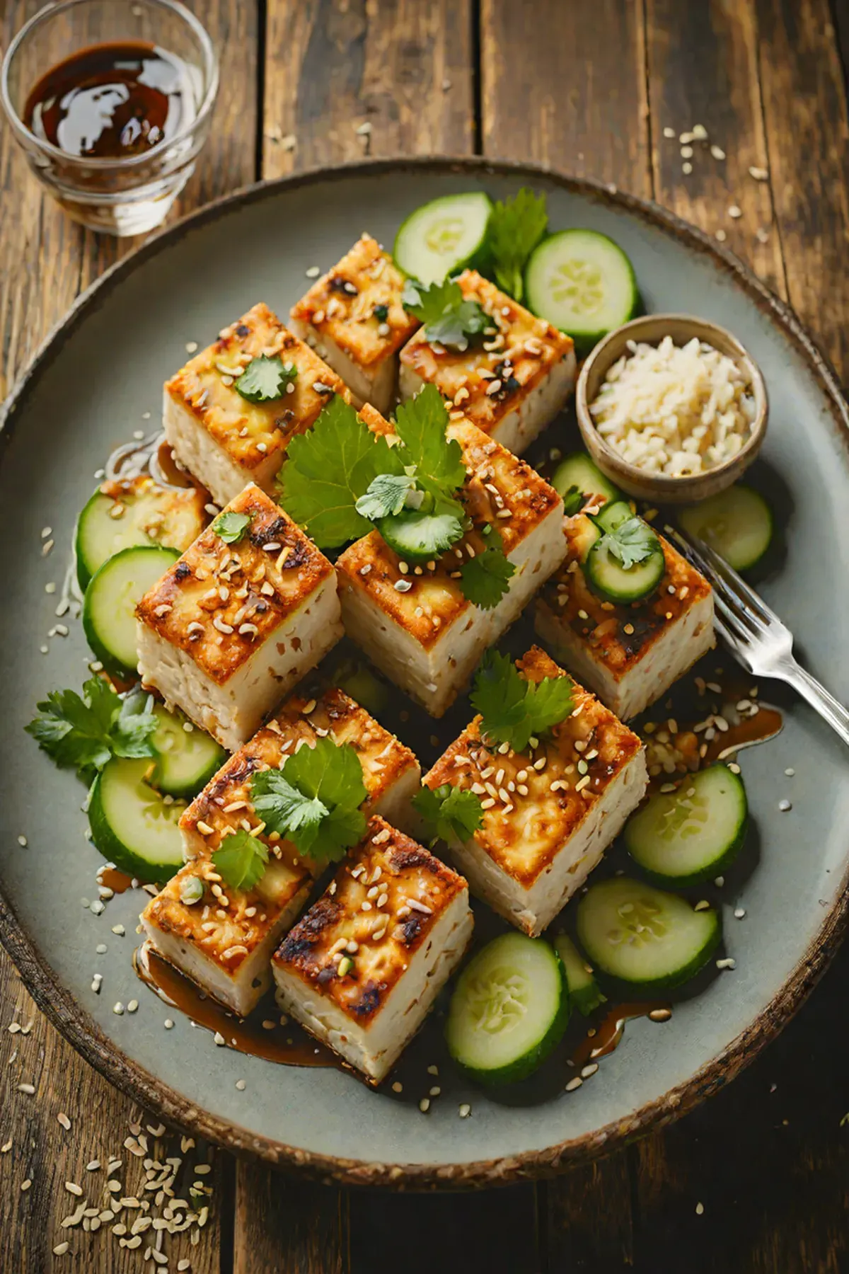 Roasted Tofu with Cucumber