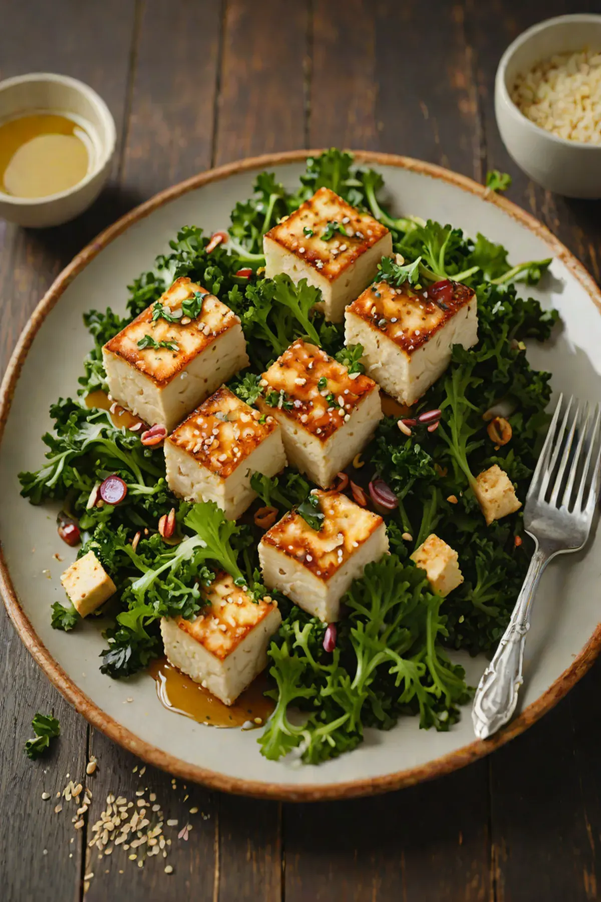 Roasted Tofu with Kale