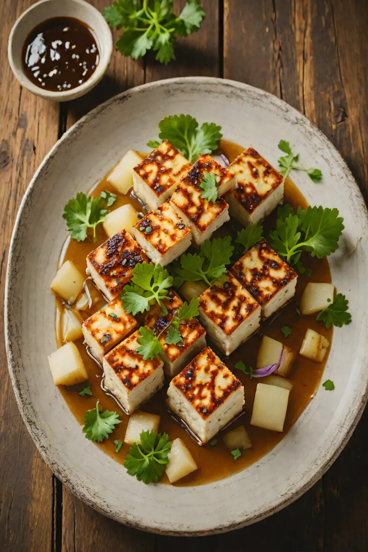 Roasted Tofu with Turnip