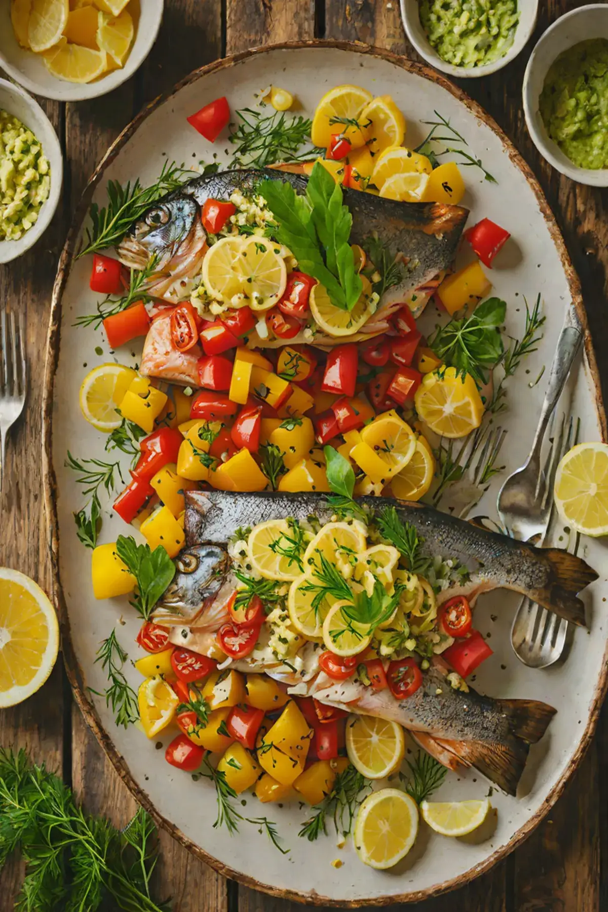 Roasted Trout with Bell Pepper and Herb Butter