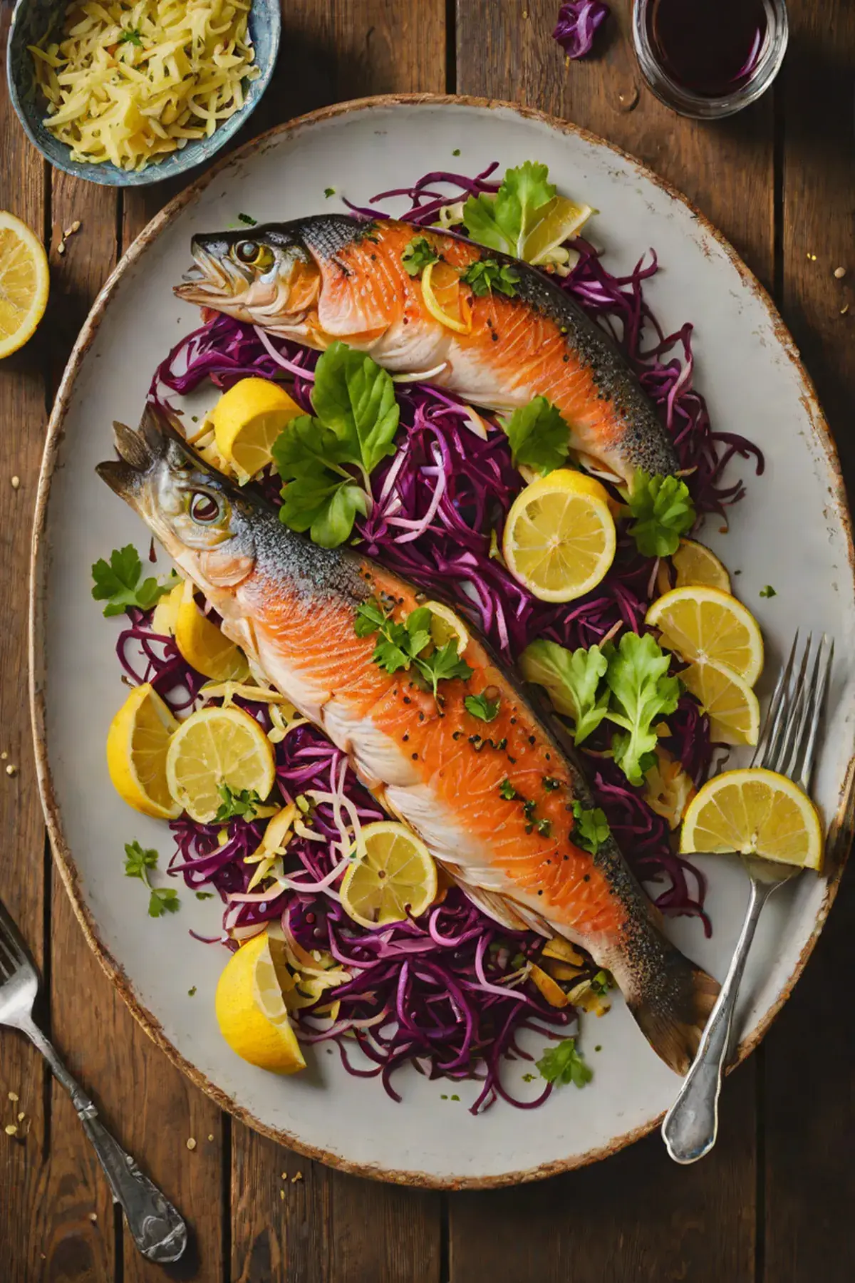 Roasted Trout with Cabbage