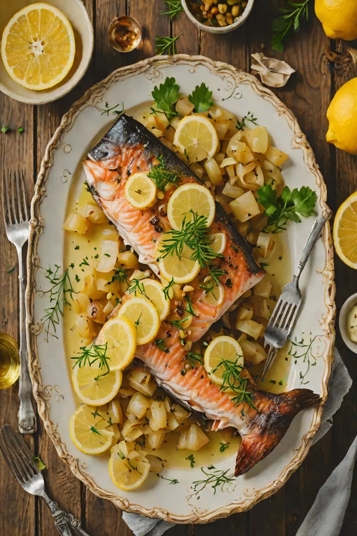 Roasted Trout with Caramelized Onion and Lemon Butter