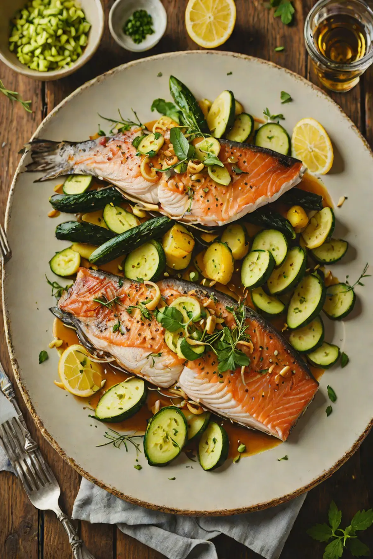 Roasted Trout with Courgette