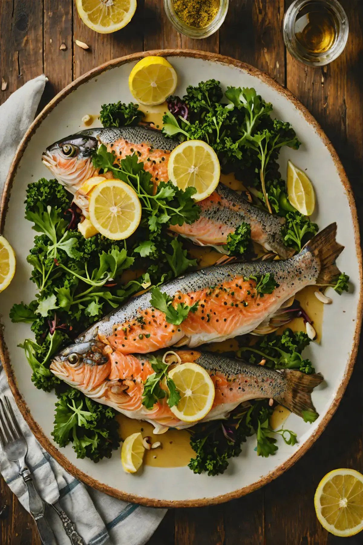 Roasted Trout with Kale