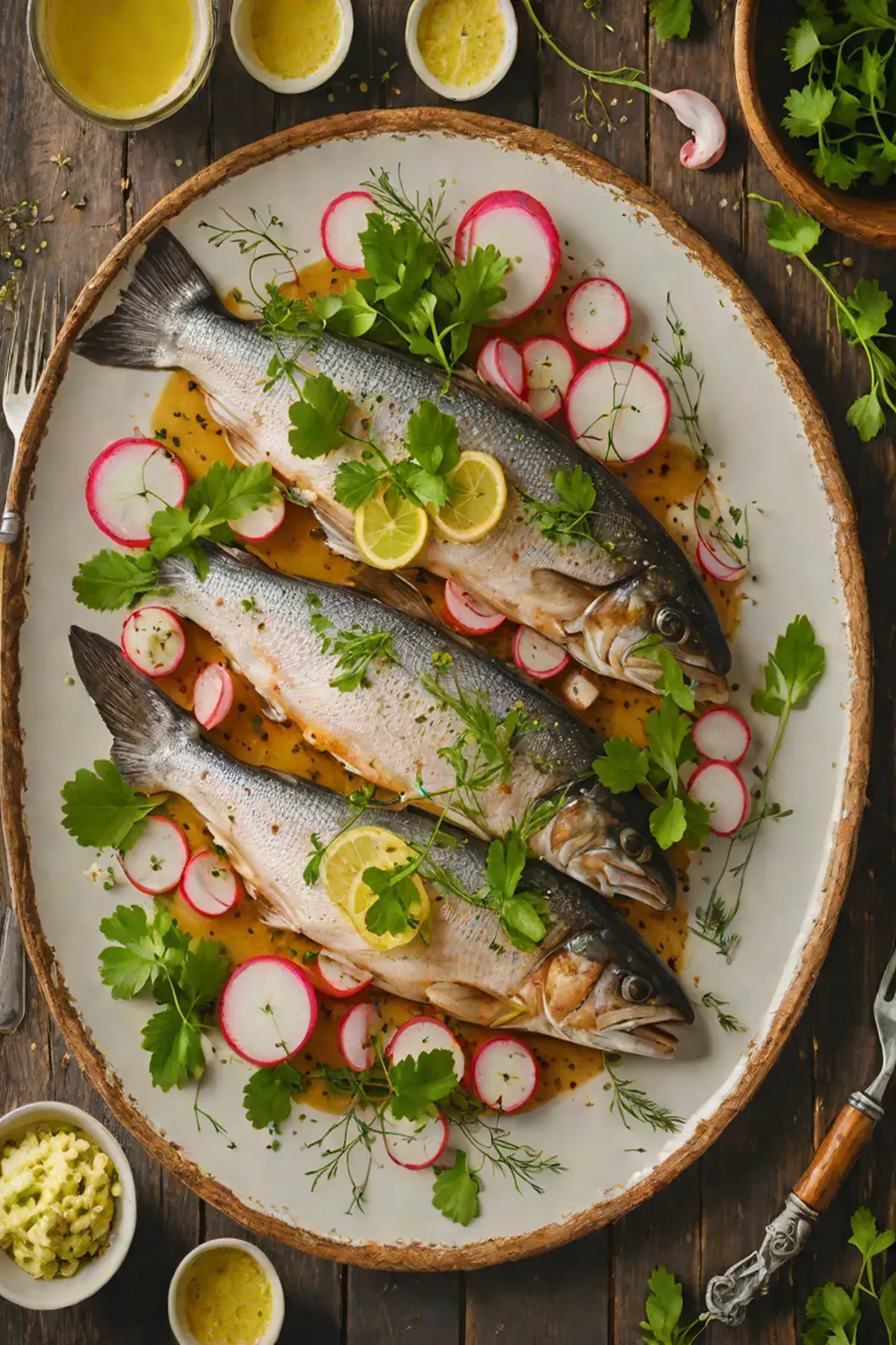 Roasted Trout with Radish and Herb Butter