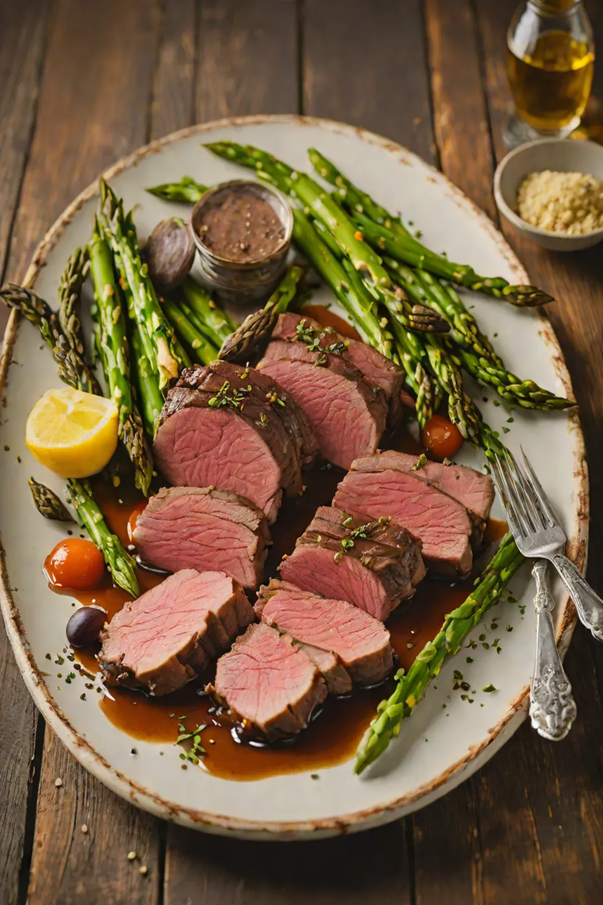 Roasted Venison with Asparagus
