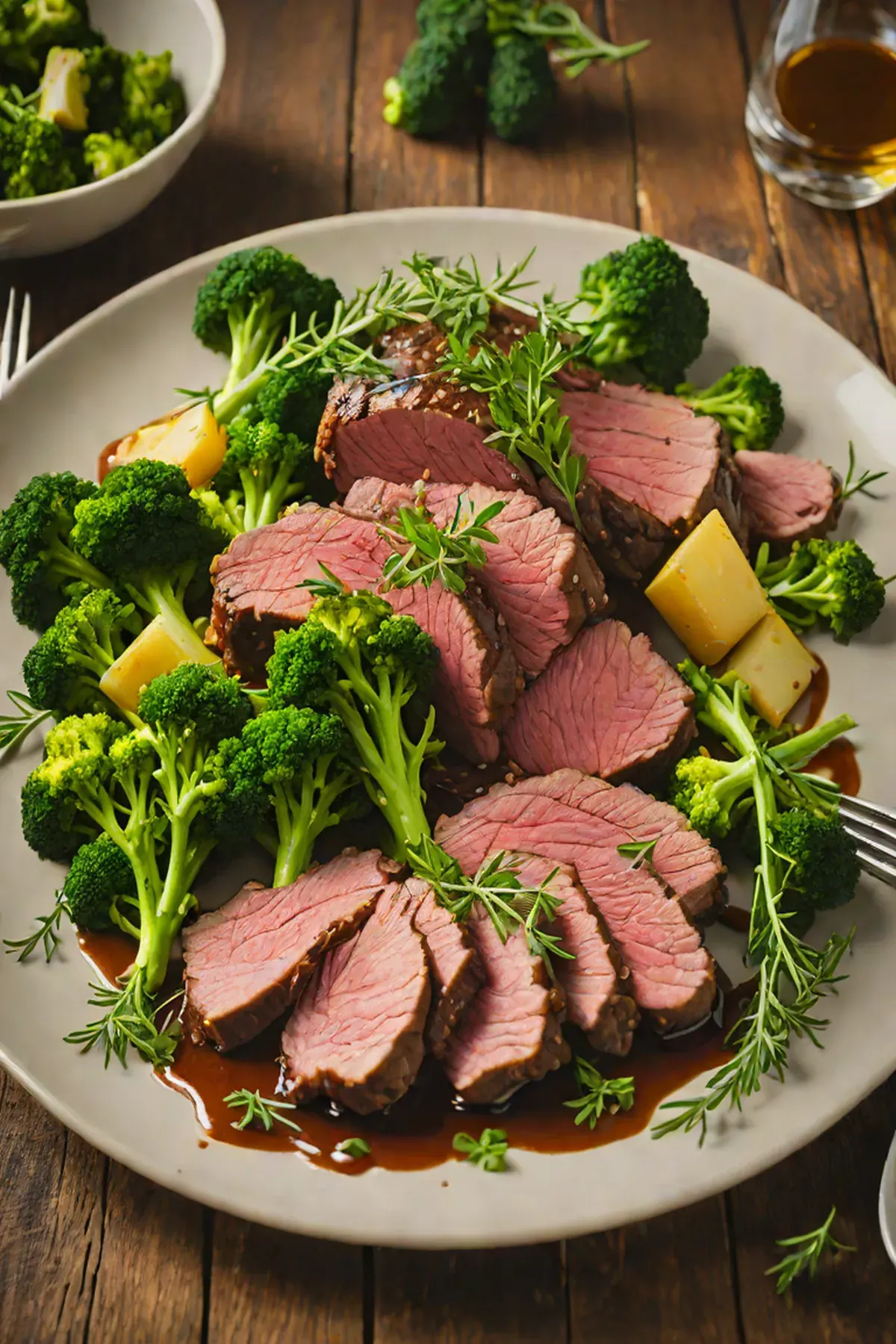 Roasted Venison with Broccoli