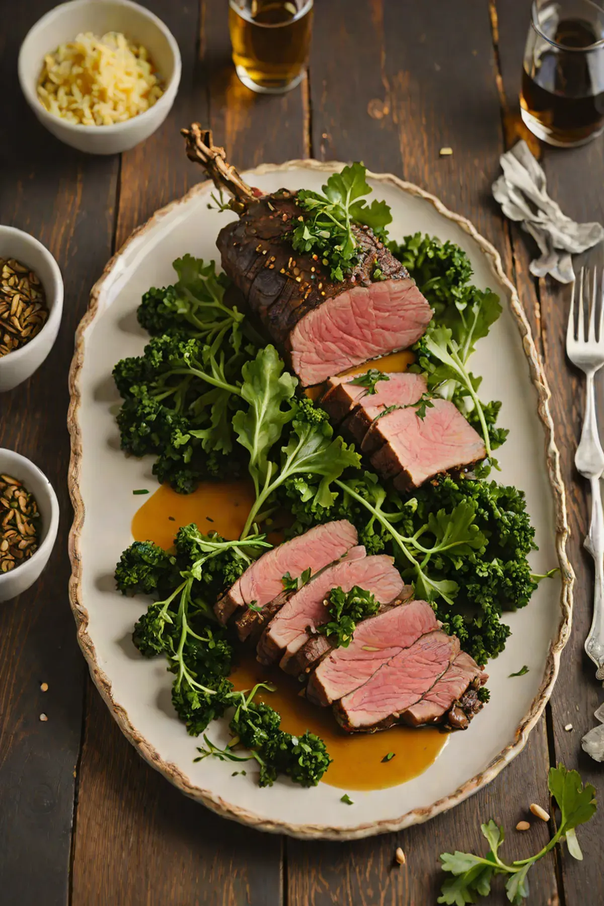 Roasted Venison with Kale