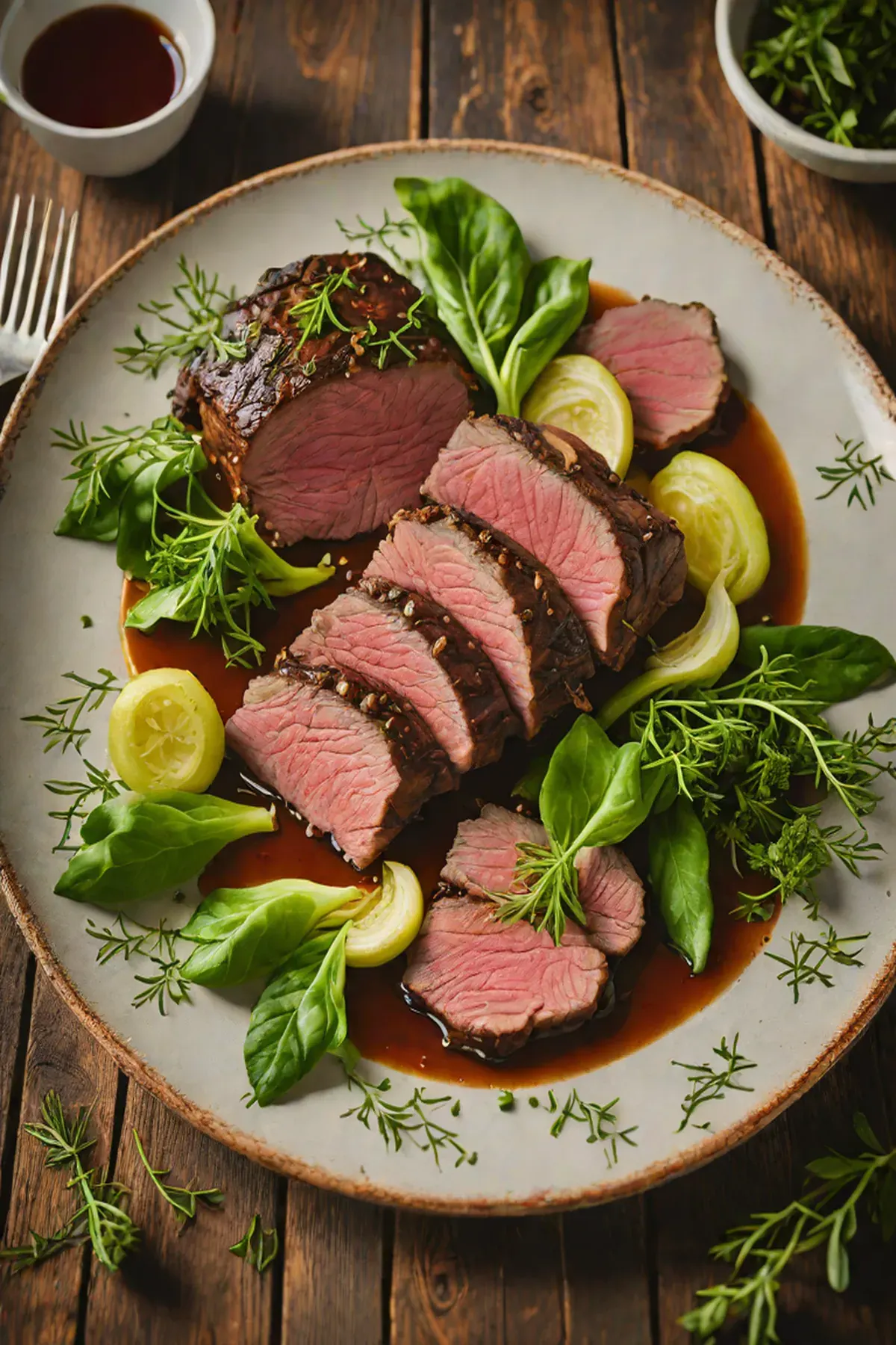 Roasted Venison with Pak Choi