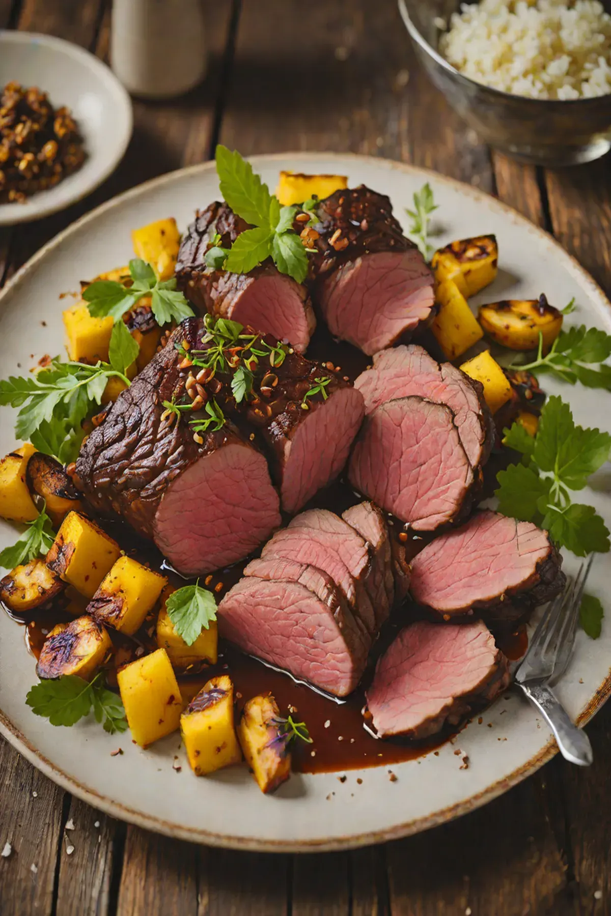 Roasted Venison with Plantain