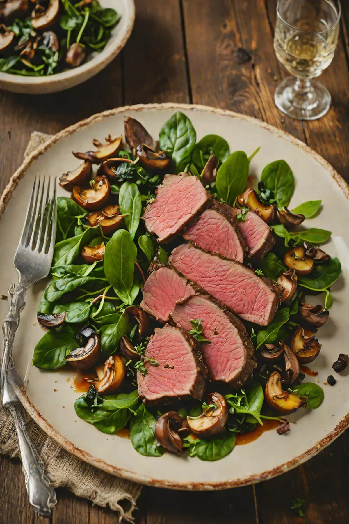 Roasted Venison with Spinach