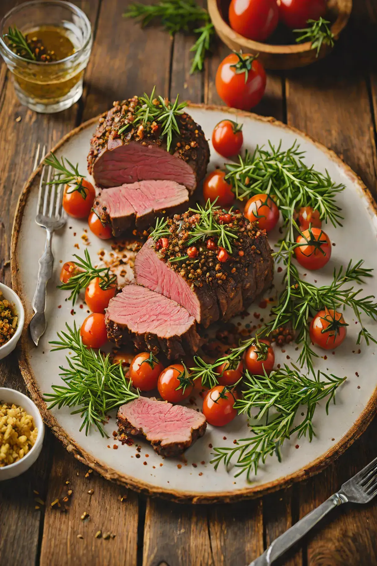 Roasted Venison with Tomato and Herb Crust