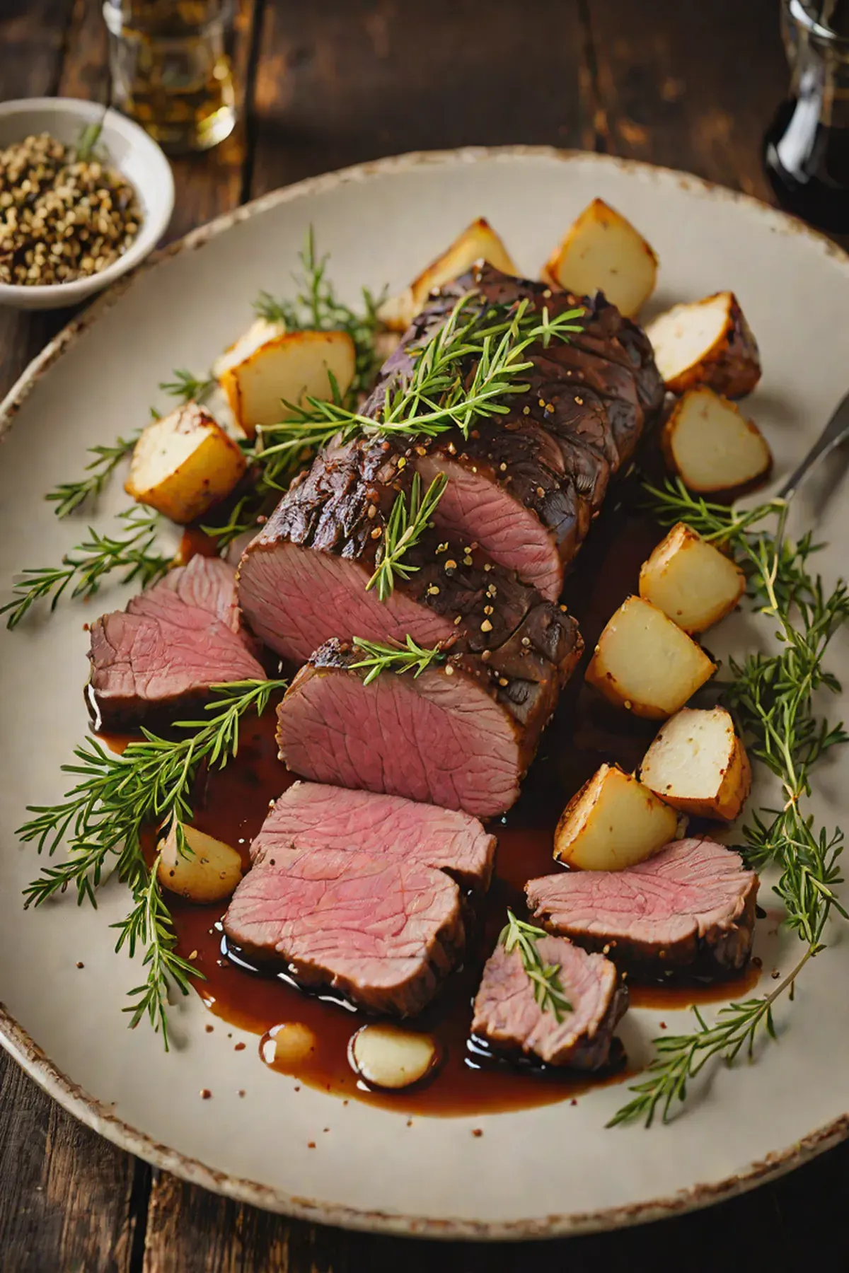 Roasted Venison with Turnip and Thyme Glaze