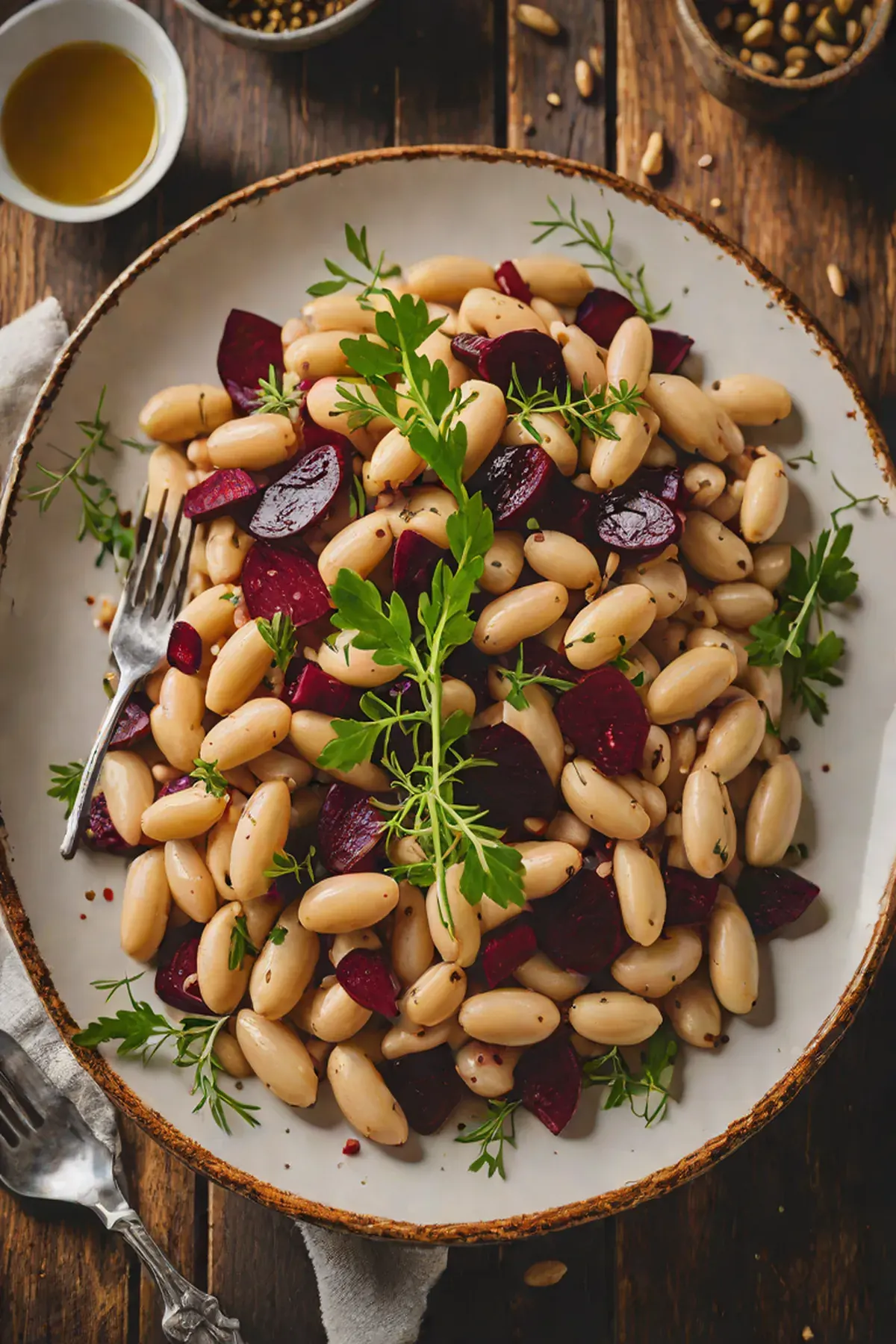 Roasted White Beans with Beetroot