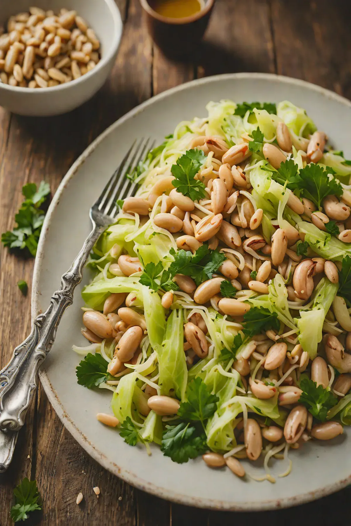 Roasted White Beans with Cabbage