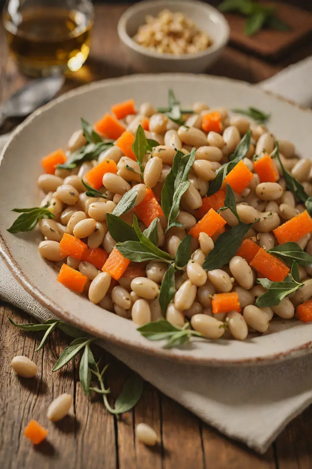 Roasted White Beans with Carrot and Crispy Sage