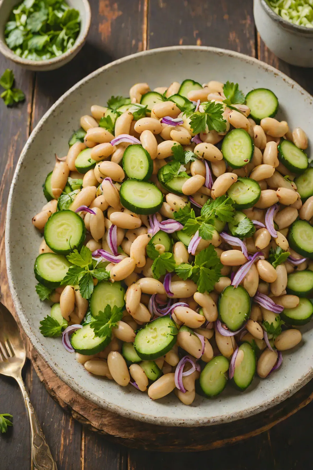 Roasted White Beans with Cucumber