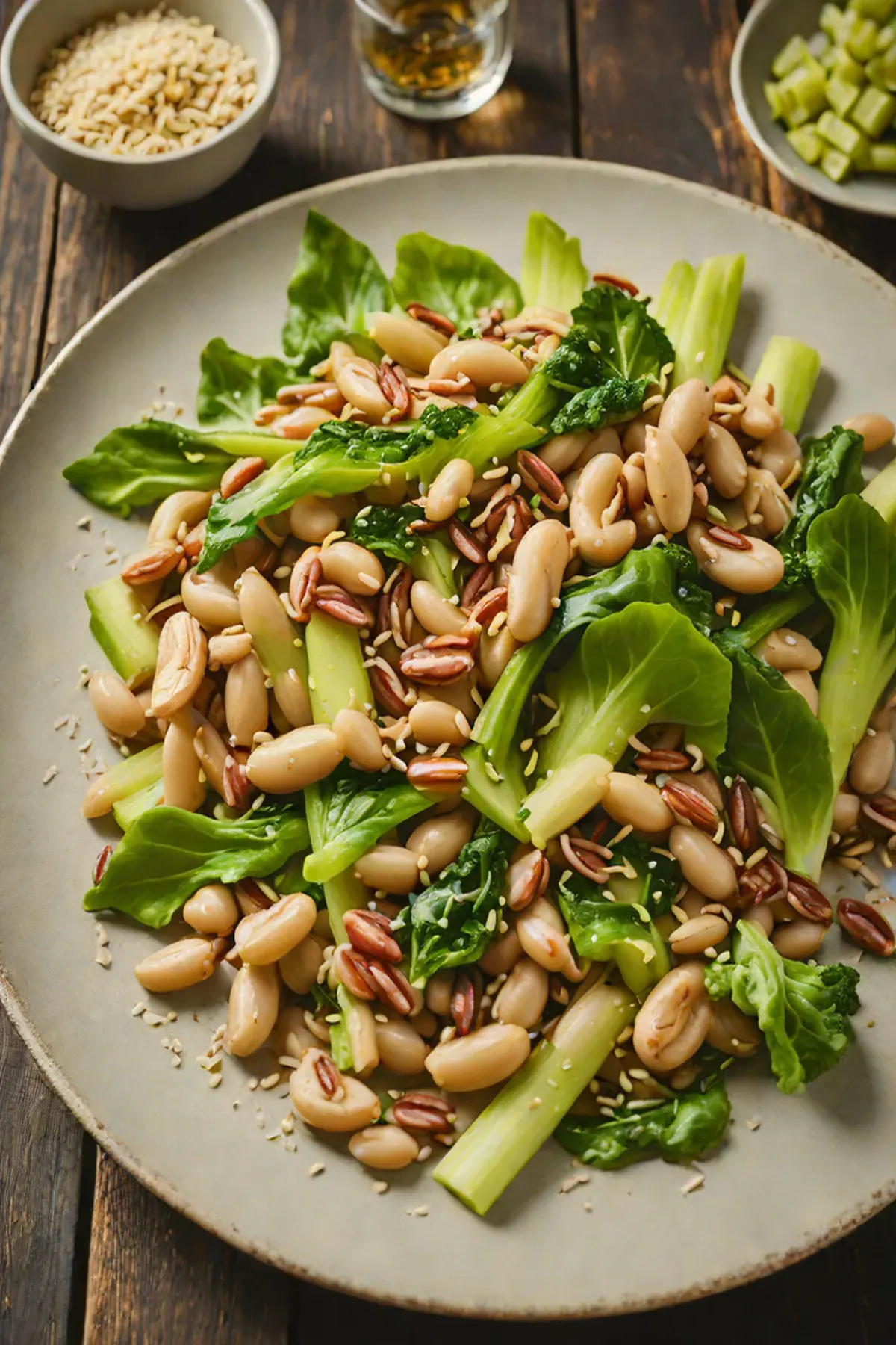 Roasted White Beans with Pak Choi