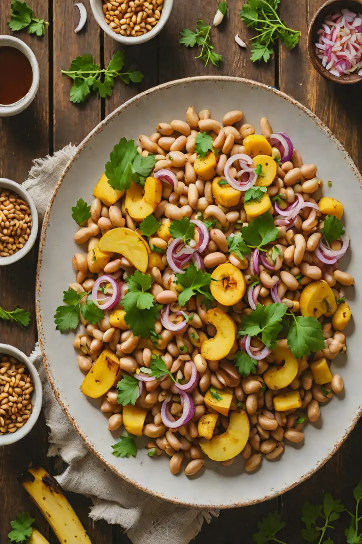 Roasted White Beans with Plantain
