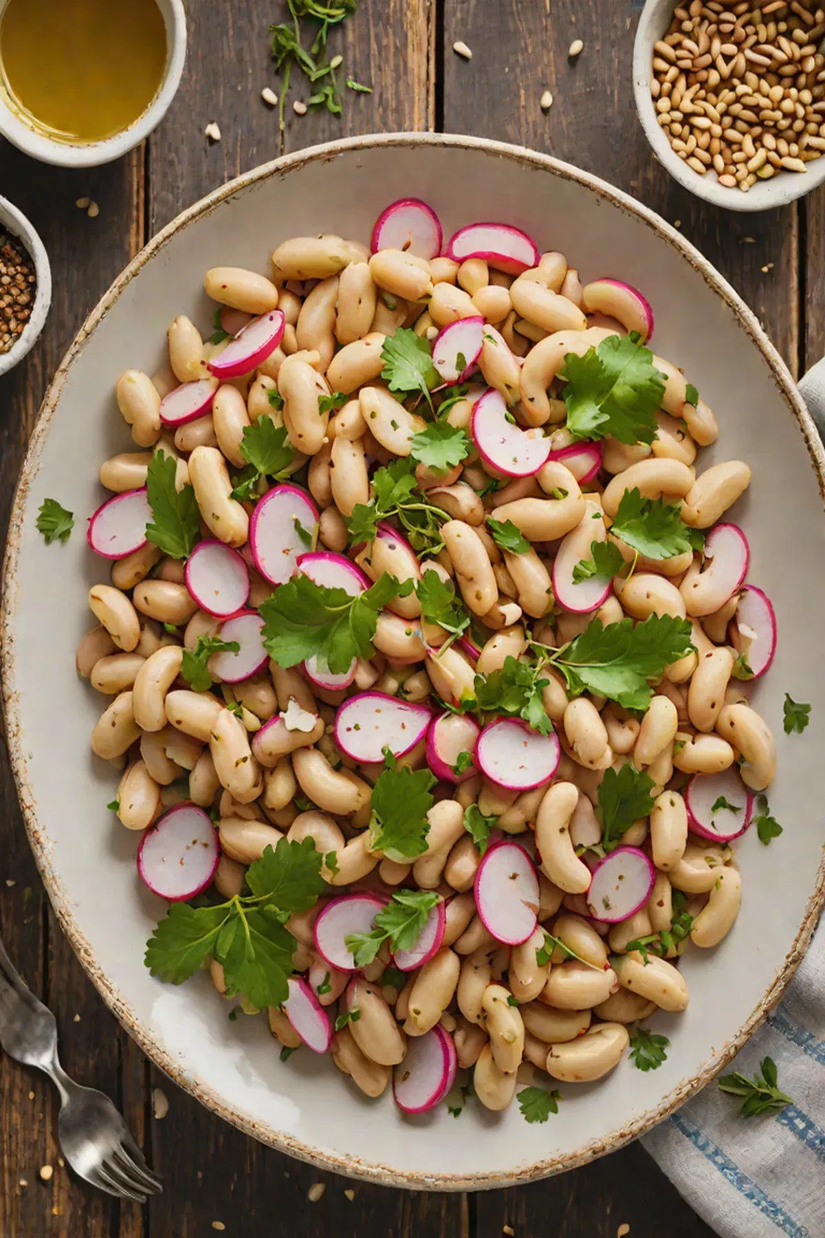 Roasted White Beans with Radish