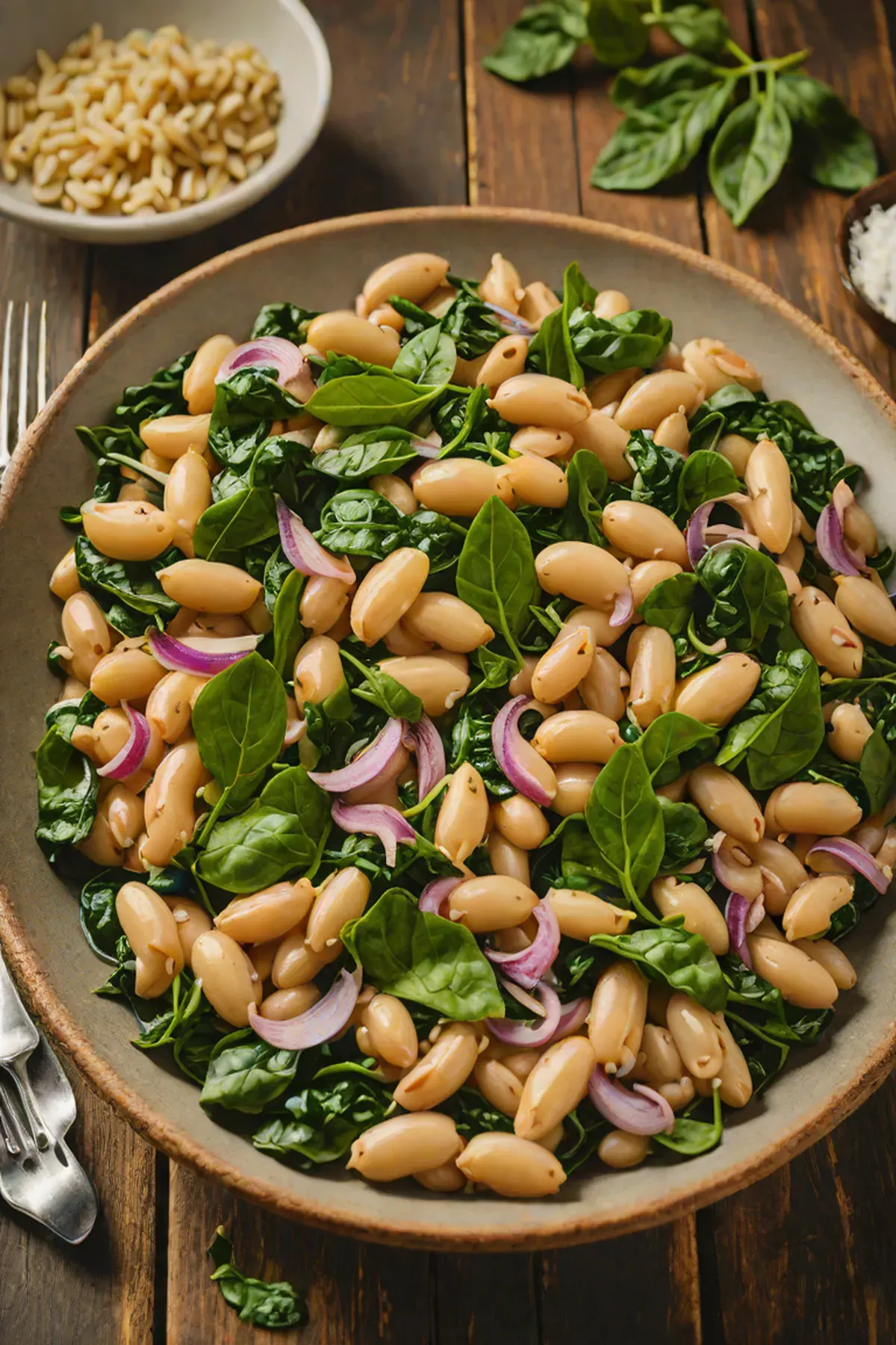 Roasted White Beans with Spinach
