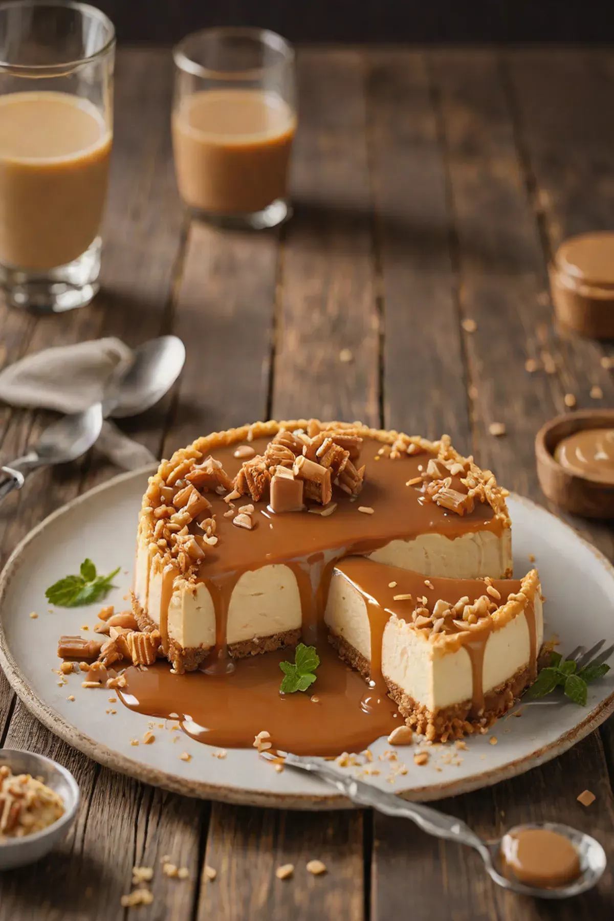 Salted Caramel No-Bake Cheesecake