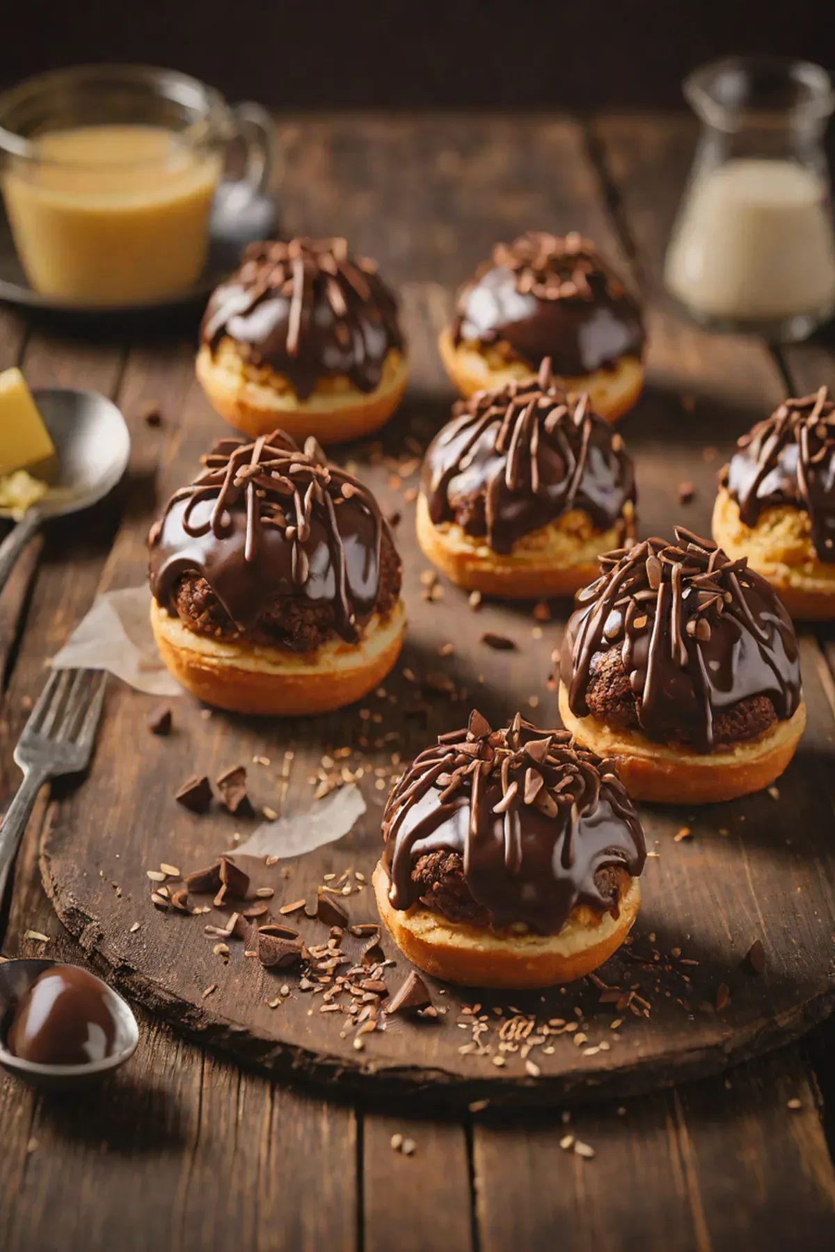 Salted Chocolate Choux Buns