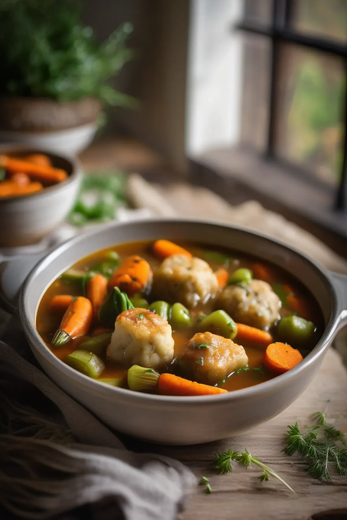 Slow cooker vegetable stew with cheddar dumplings