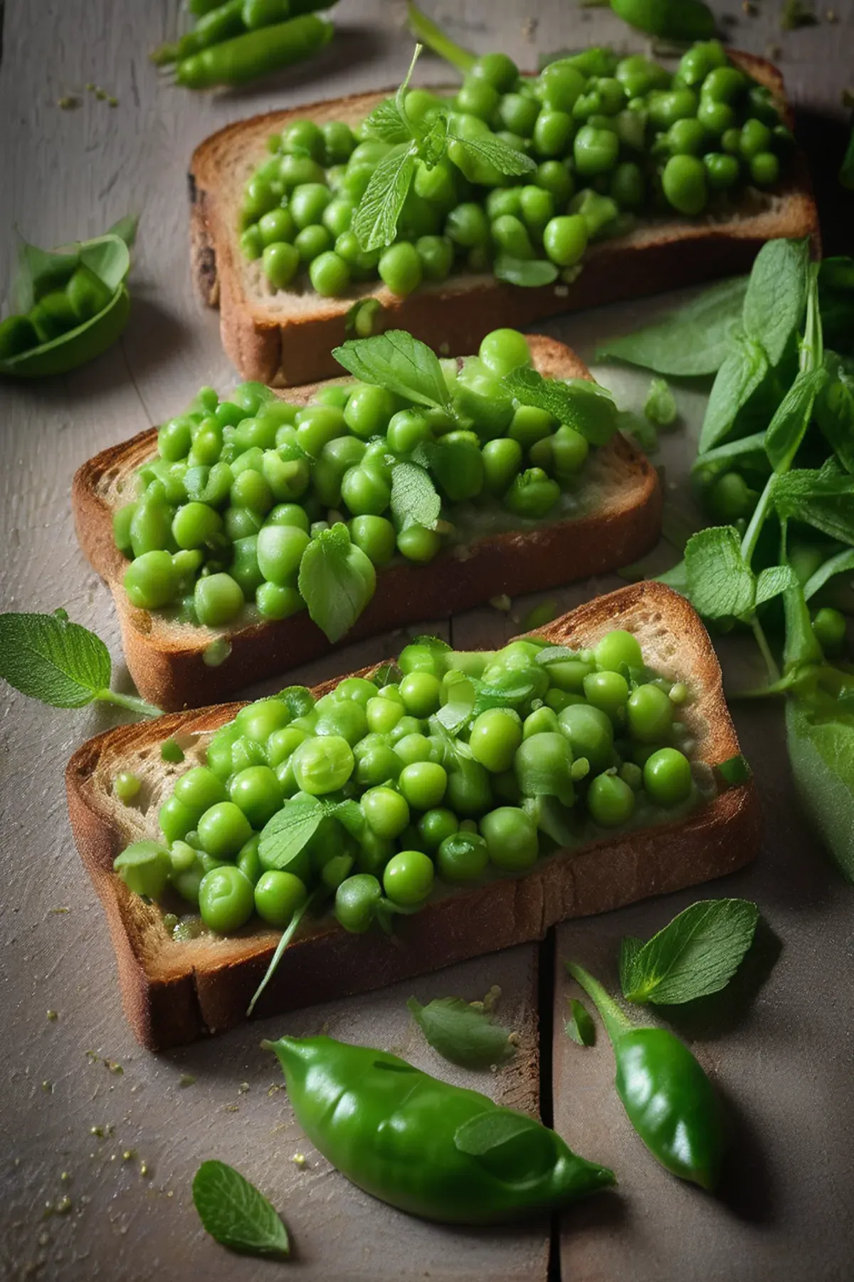 Smashed peas on toast