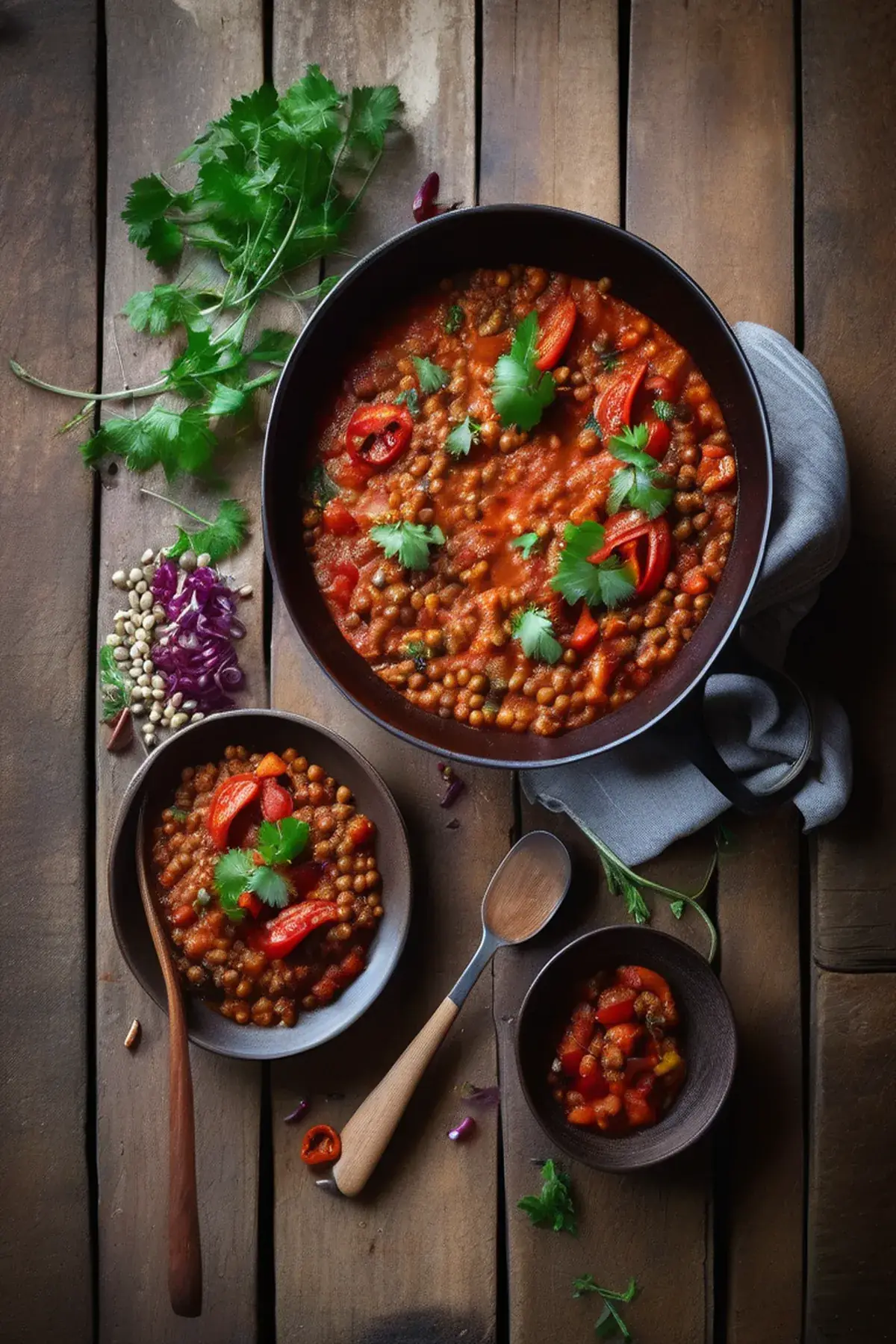 Spiced tomato & lentil shakshuka