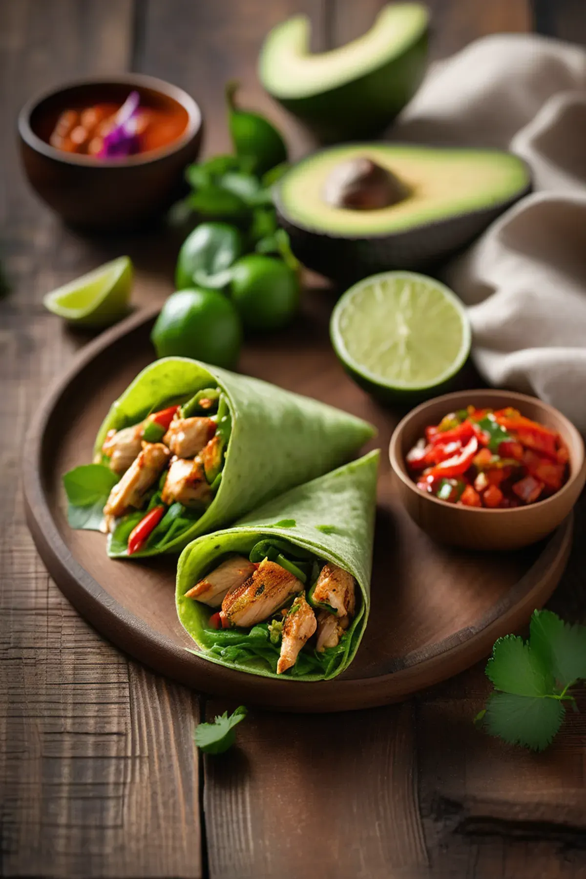 Spicy chicken & avocado wraps