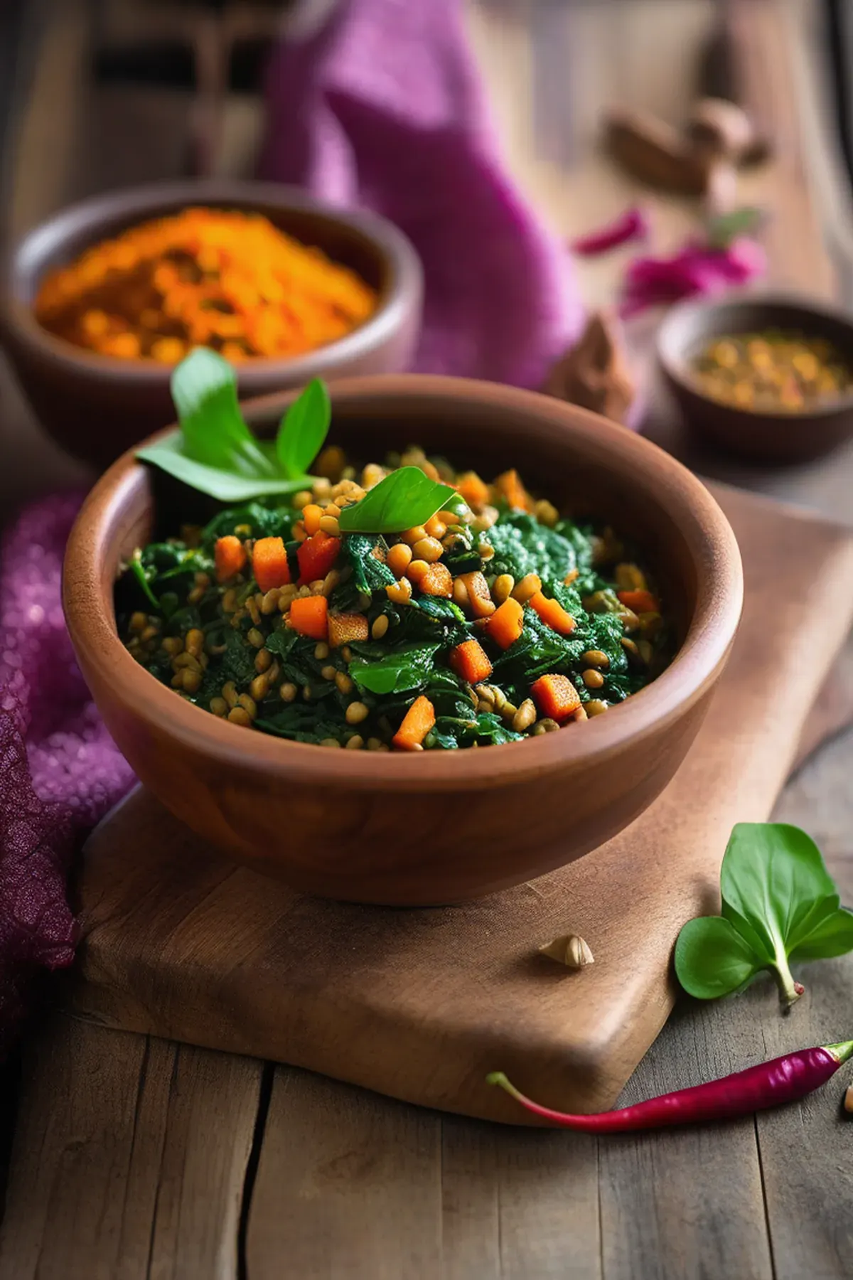 Spinach, sweet potato & lentil dhal
