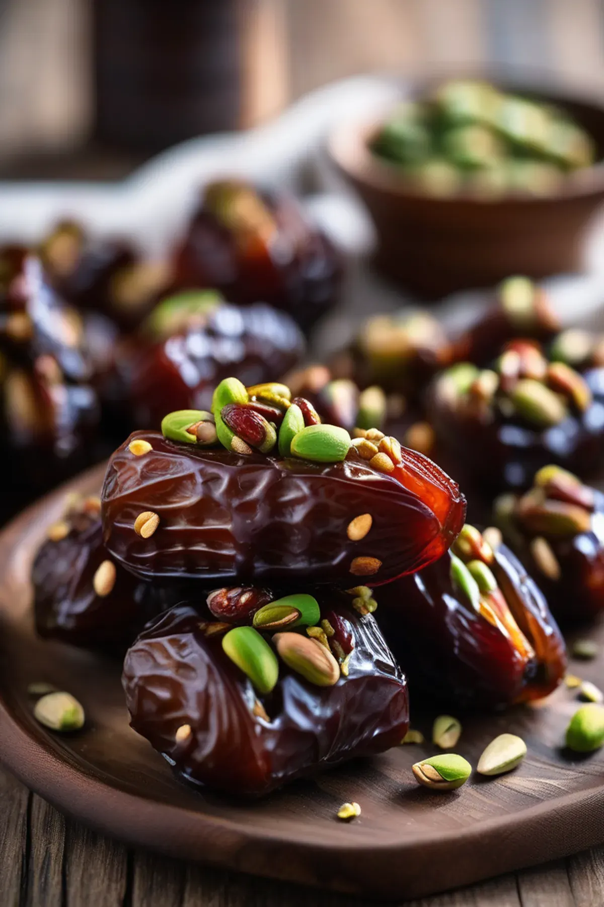 Stuffed Dates with Tahini and Pistachios